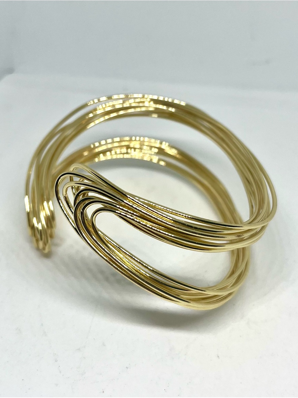 Gold-Tone Multi Wire Cuff Bracelet - Modern Spiral Design